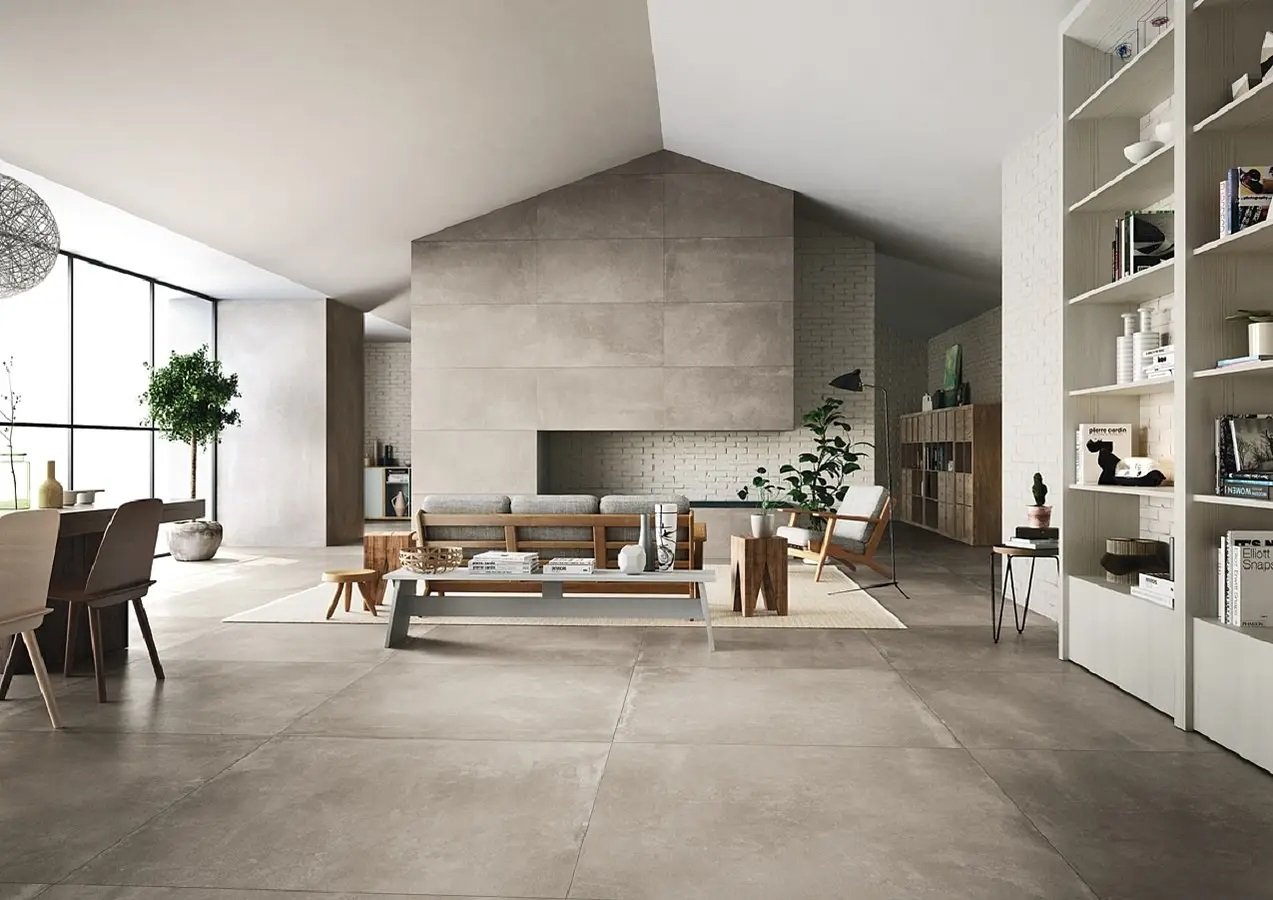 #Koupelna #Obytné prostory #beton #Klasický styl #Moderní styl #šedá #Extra velký formát #Velký formát #Matná dlažba #1500 a výše #Imola #Azuma